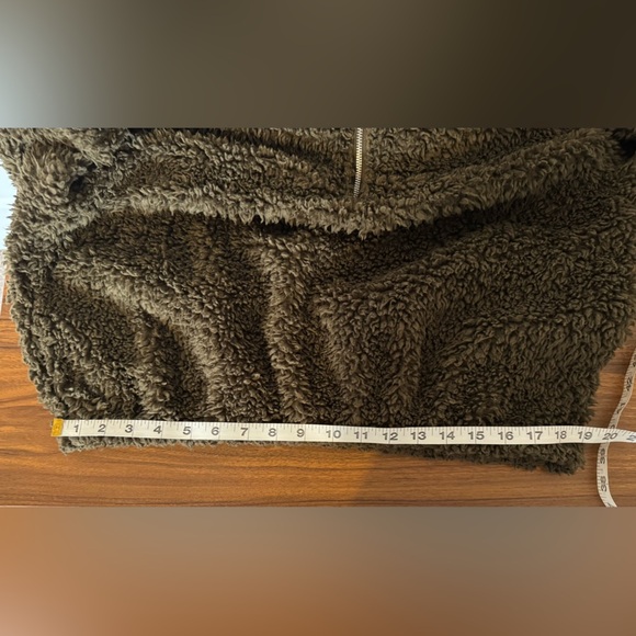 H&M Green Teddy Zip Pullover Jacket Women’s Medium Faux Shearling Fleece - Picture 6 of 9